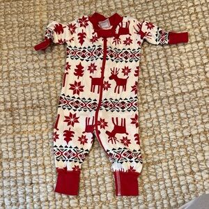 Hanna Andersson Festive Red and Cream Kids Footie